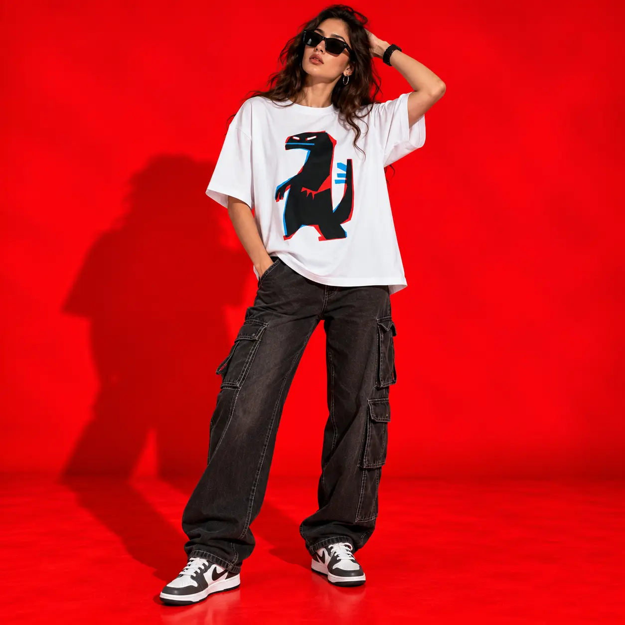 Dinosaur Graphic Oversized White T-Shirt | Bold Streetwear Tee