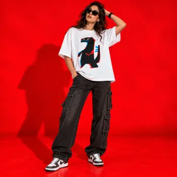 Dinosaur Graphic Oversized White T-Shirt | Bold Streetwear Tee