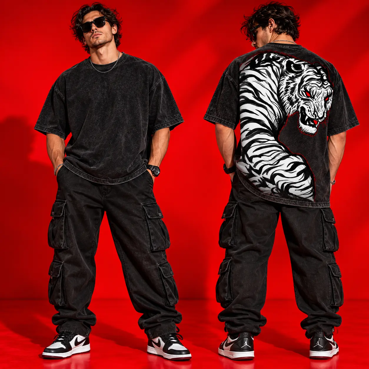 Tiger Seed Loves You Oversized Black Acid White Tiger