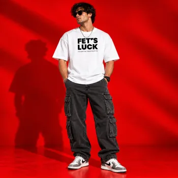 Fet’s Luck Oversized White T-Shirt | Bold Graphic Streetwear Tee