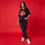 Black Oversized T-Shirt with 'BITCH' Lips DTF Print | Premium 240GSM Supercombed Cotton
