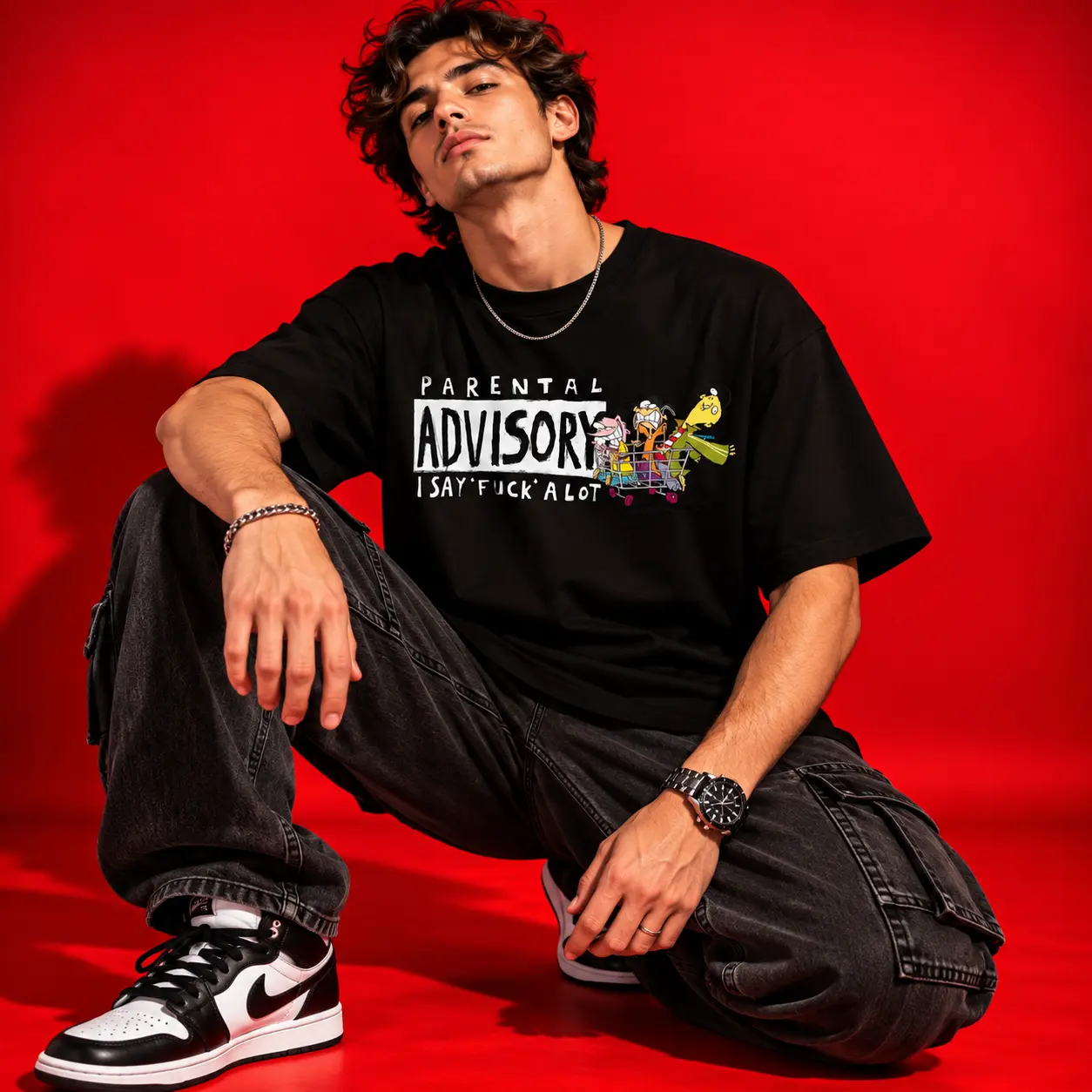 Parental Advisory Oversized Black Graphic T-Shirt – Bold Streetwear