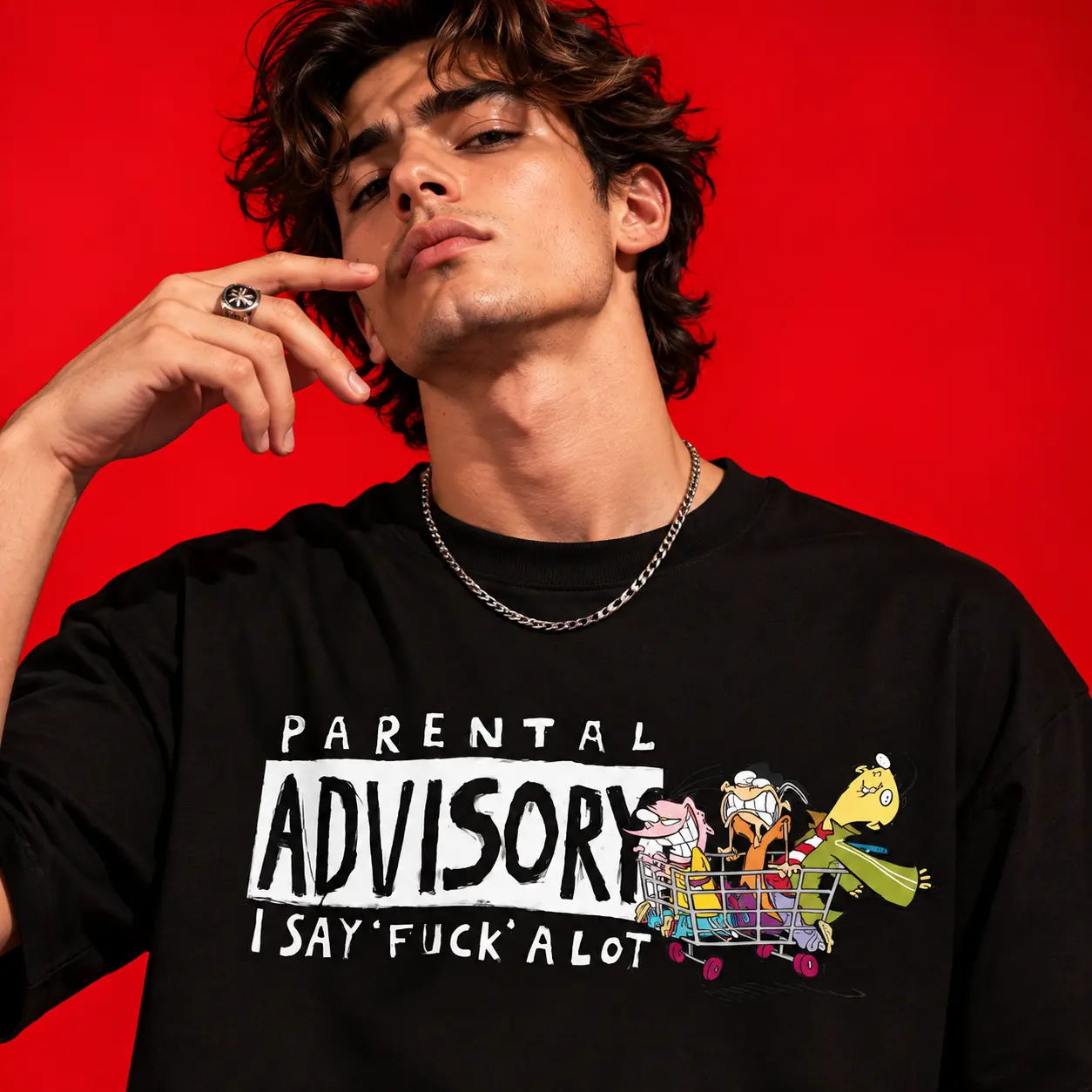 Parental Advisory Oversized Black Graphic T-Shirt – Bold Streetwear