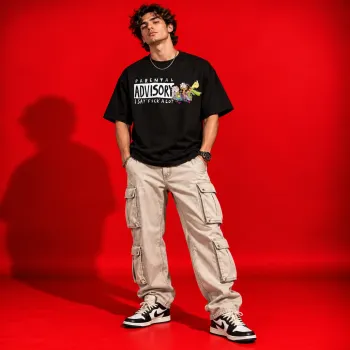 Parental Advisory Oversized Black Graphic T-Shirt – Bold Streetwear