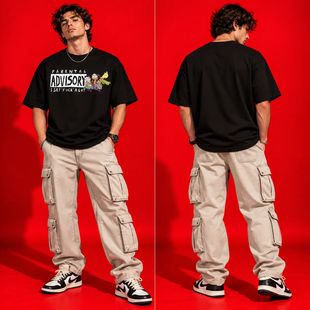 Parental Advisory Oversized Black Graphic T-Shirt – Bold Streetwear