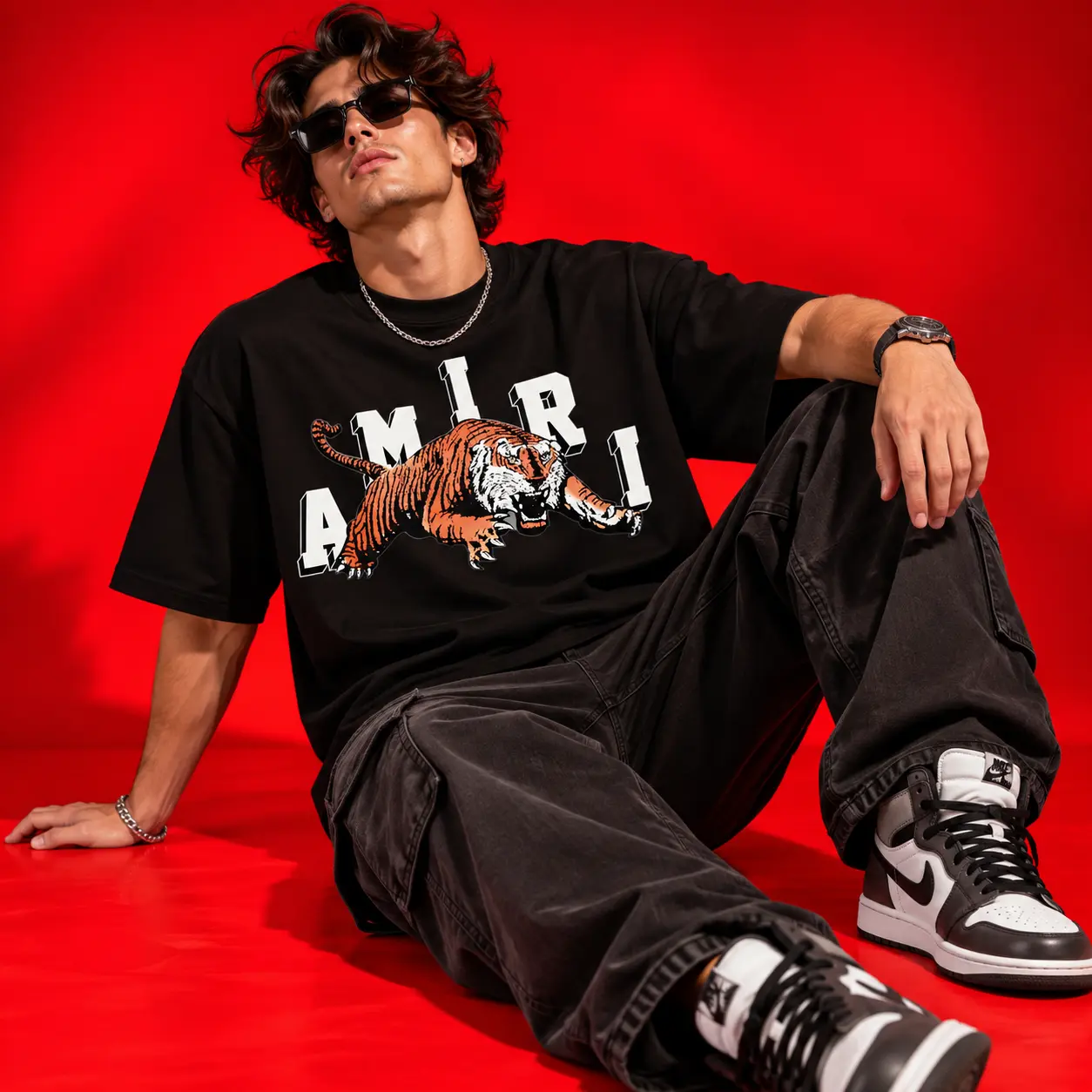 AMIRI Tiger Oversized Black Graphic T-Shirt – Streetwear