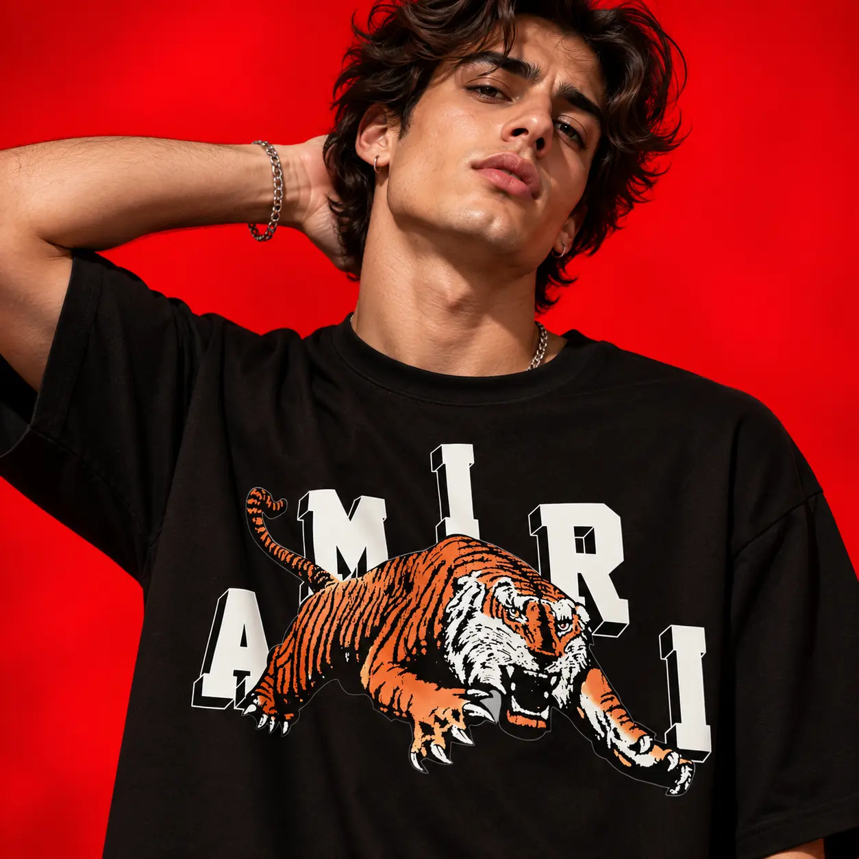 AMIRI Tiger Oversized Black Graphic T-Shirt – Streetwear