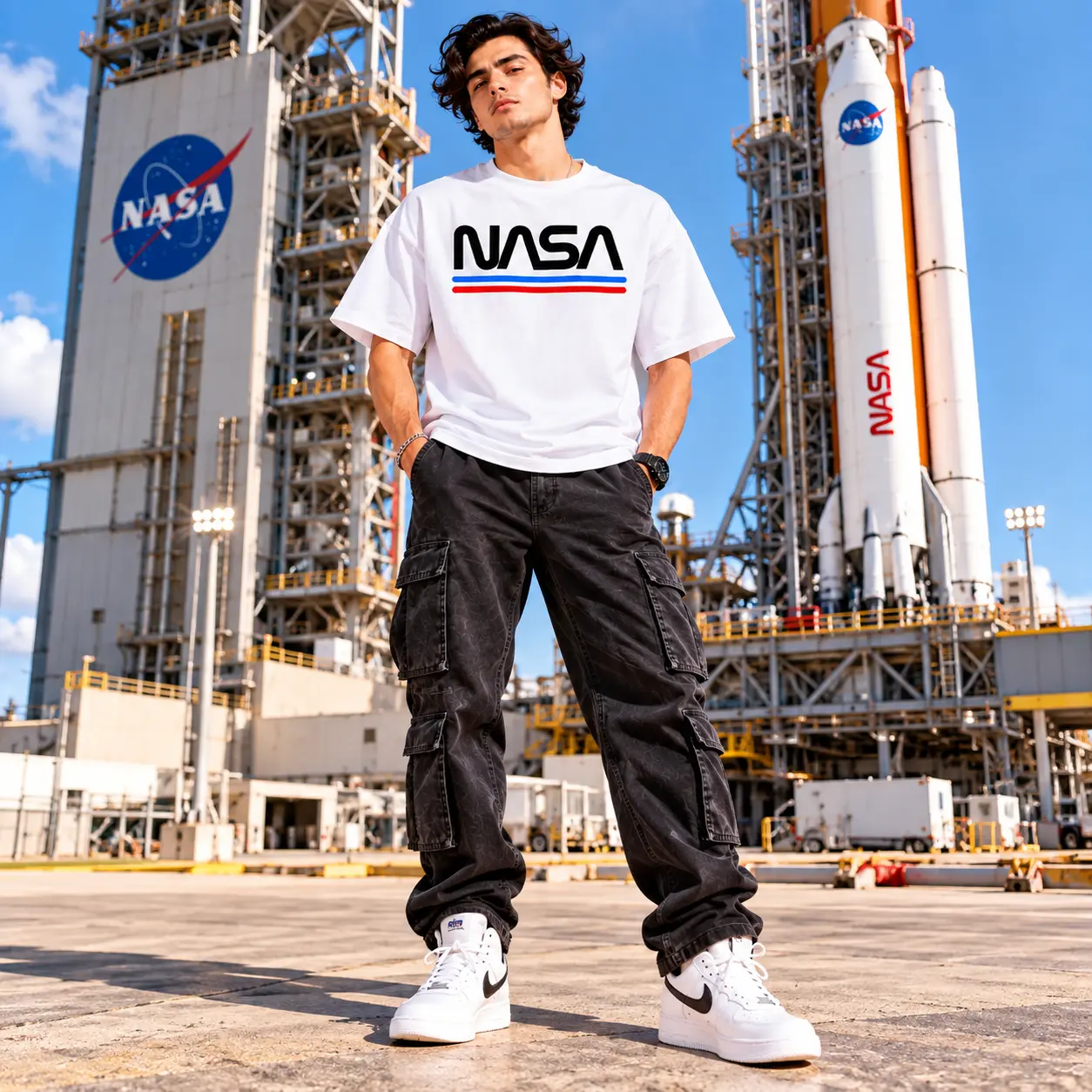 NASA Oversized White T-Shirt | Space Graphic Streetwear