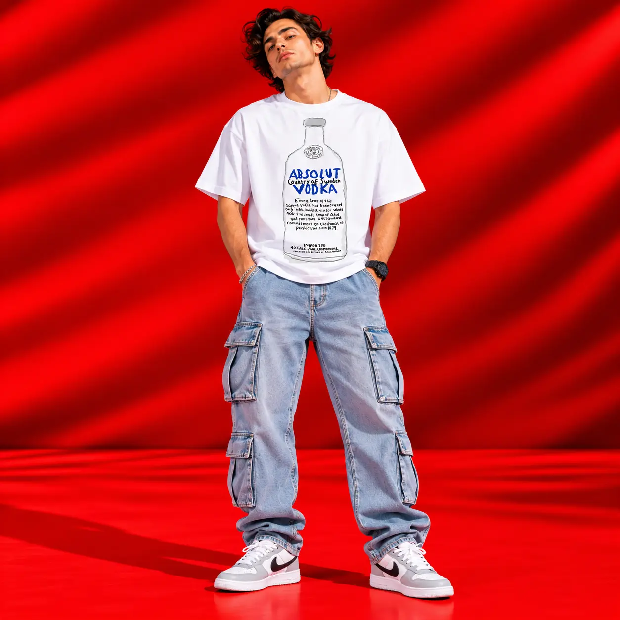 Absolut Vodka Graphic Oversized White T-Shirt | Streetwear
