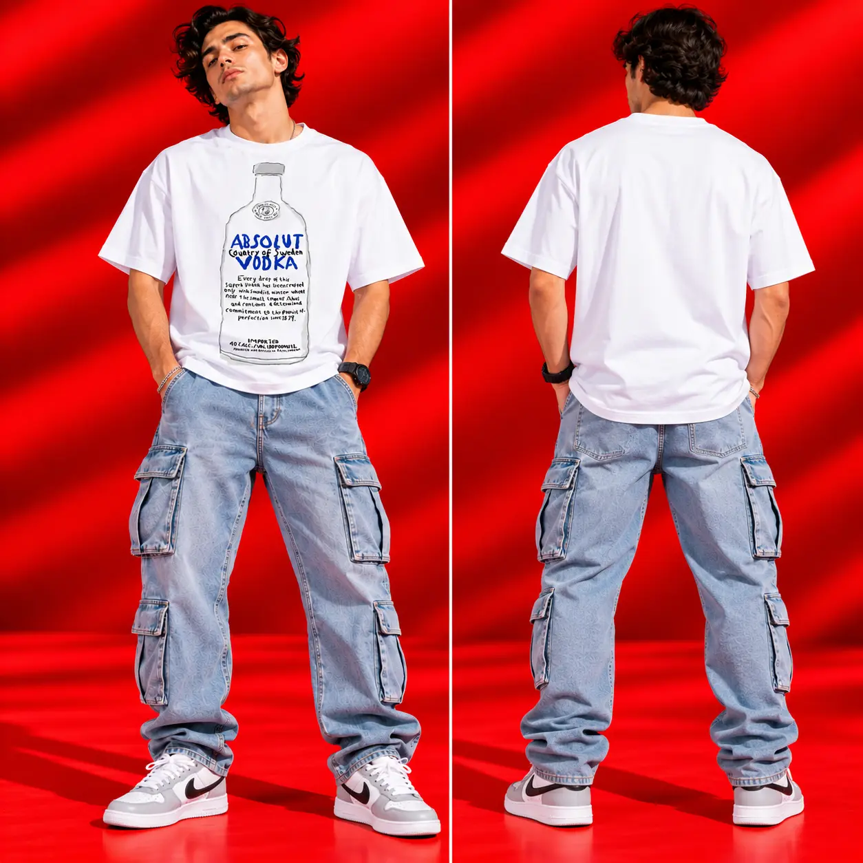 Absolut Vodka Graphic Oversized White T-Shirt | Streetwear