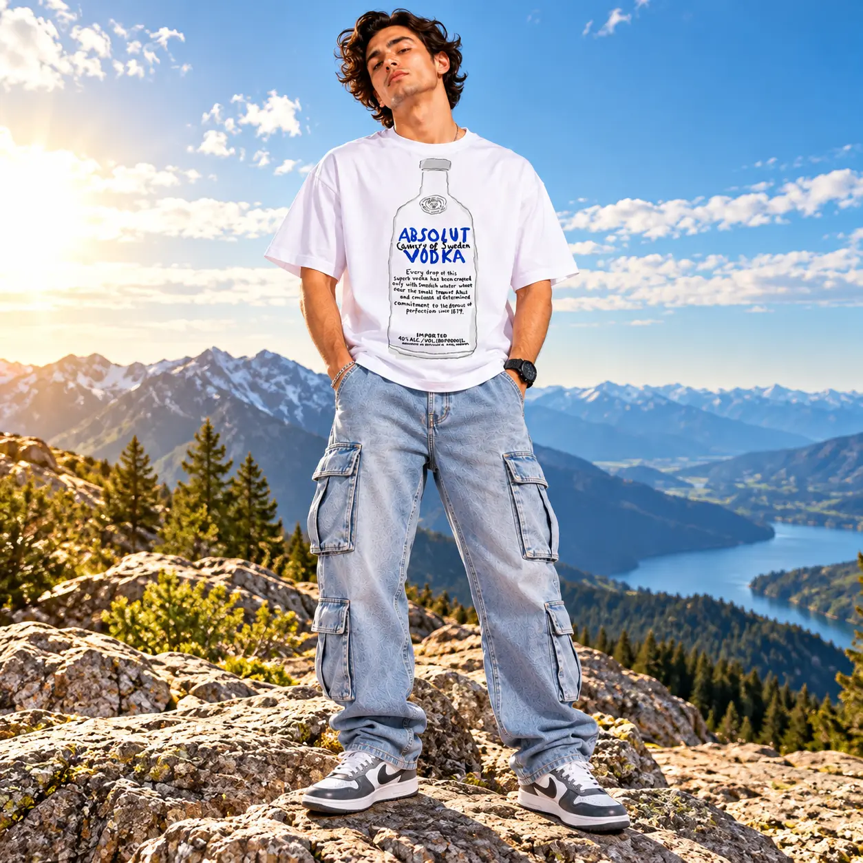 Absolut Vodka Graphic Oversized White T-Shirt | Streetwear