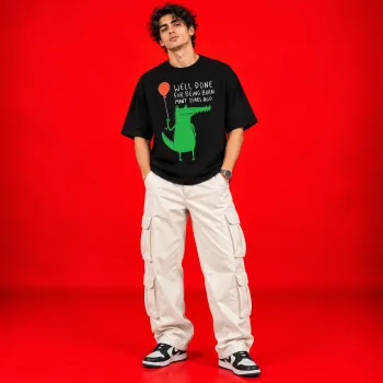 Well Done for Being Born Black Oversized Graphic T-Shirt