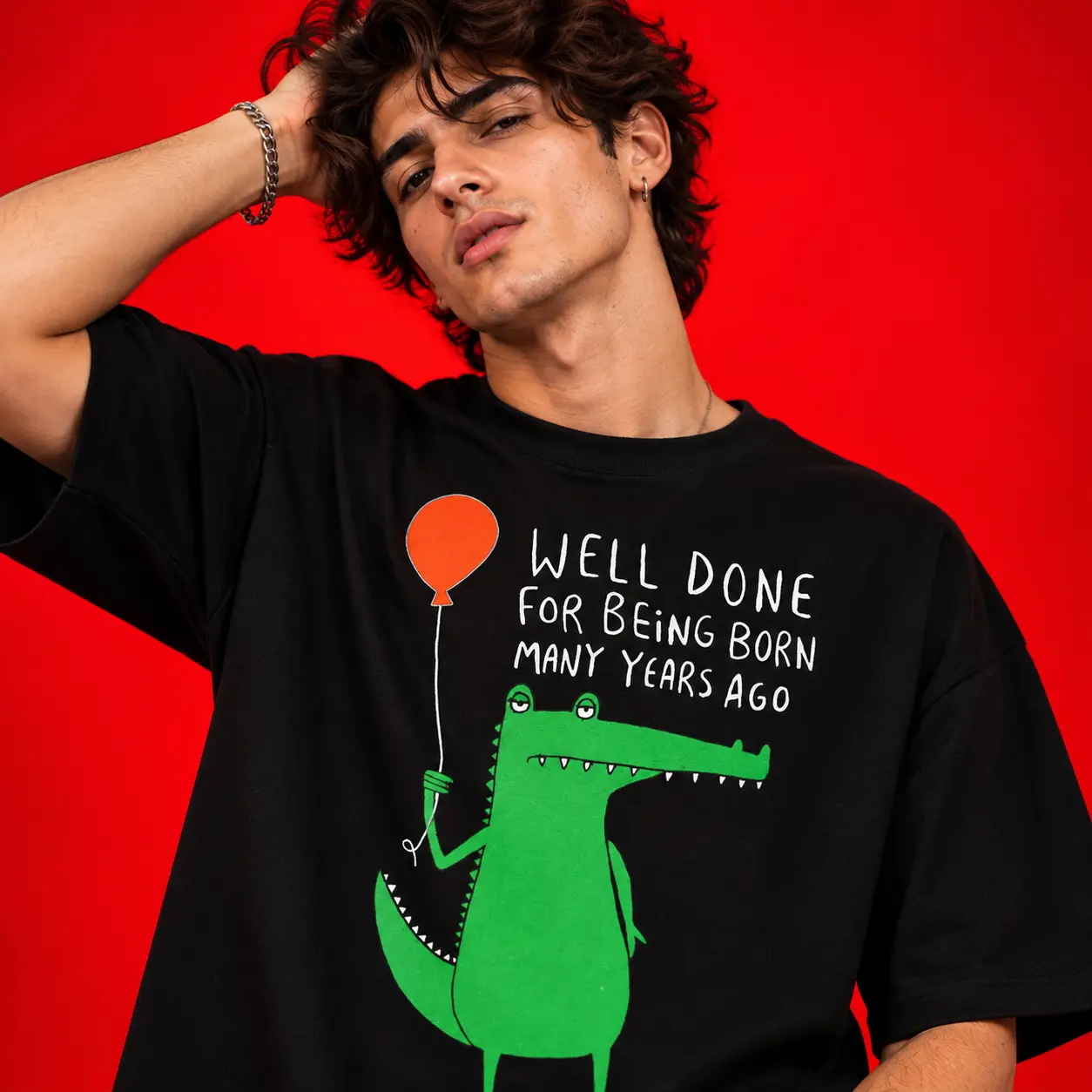 Well Done for Being Born Black Oversized Graphic T-Shirt