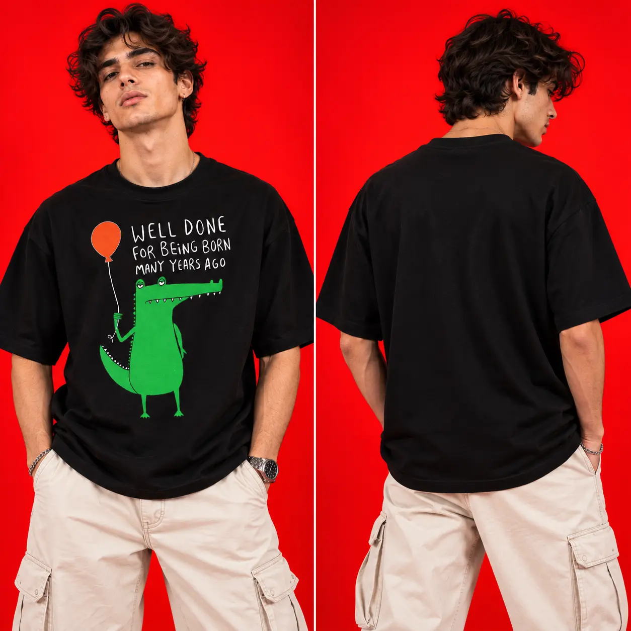 Well Done for Being Born Black Oversized Graphic T-Shirt