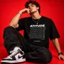 ATITUDE Black Oversized Graphic T-Shirt