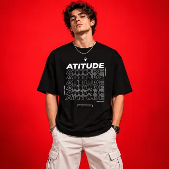 ATITUDE Black Oversized Graphic T-Shirt