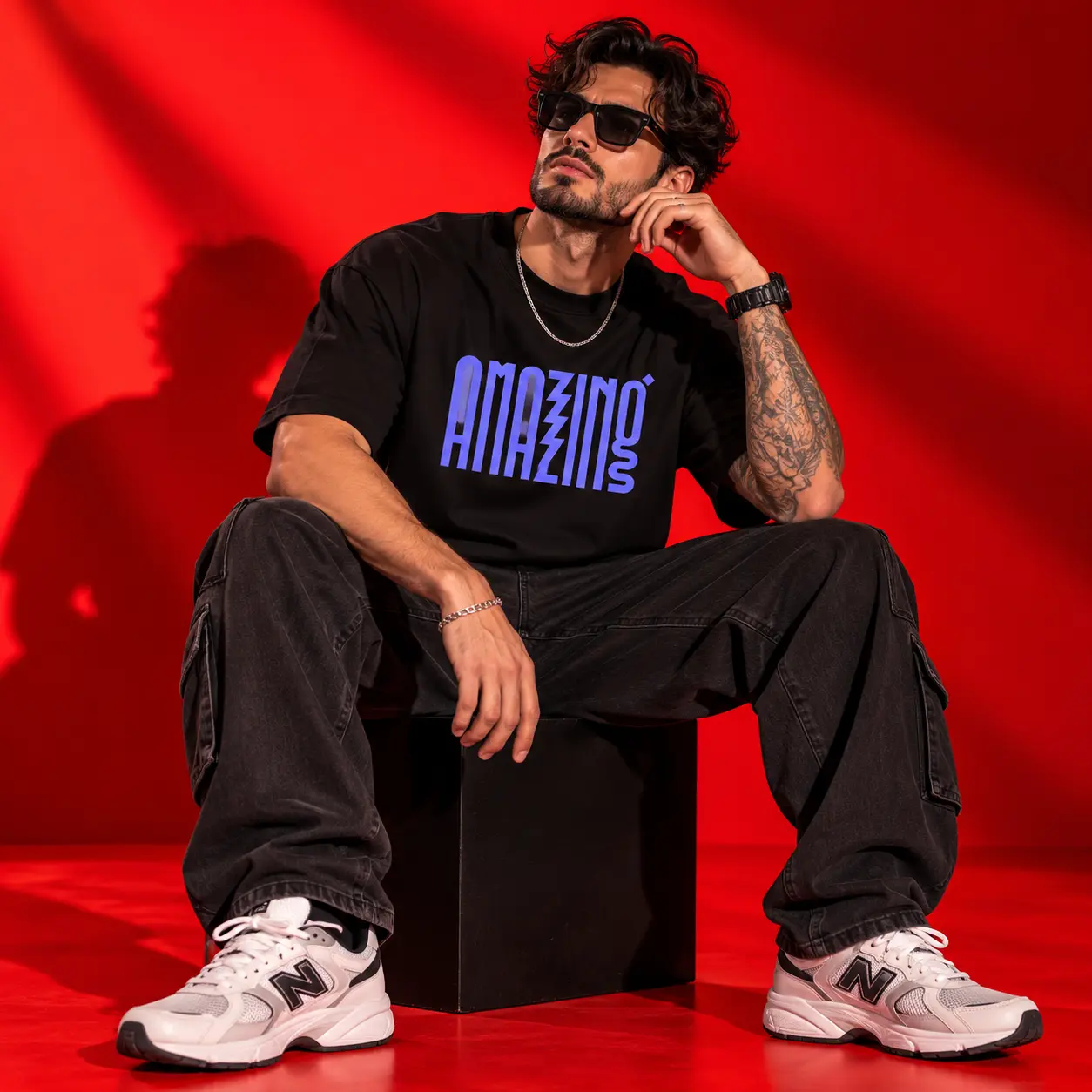 Amazing Oversized Black T-Shirt | Bold Purple Typography Streetwear Tee