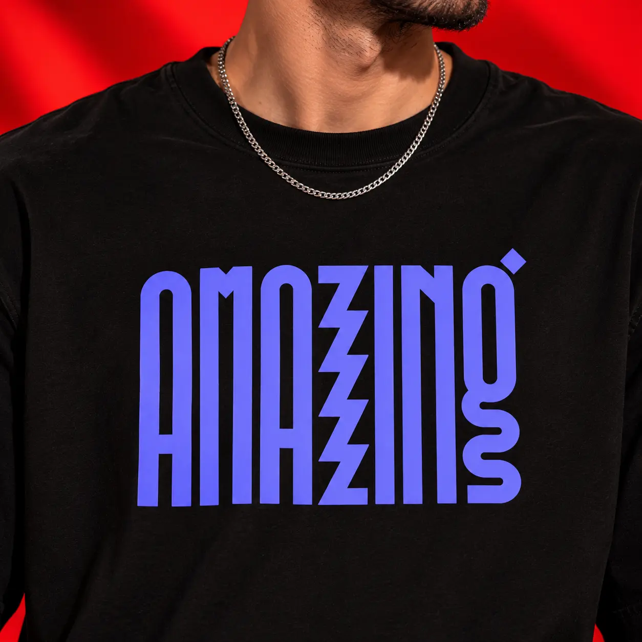 Amazing Oversized Black T-Shirt | Bold Purple Typography Streetwear Tee