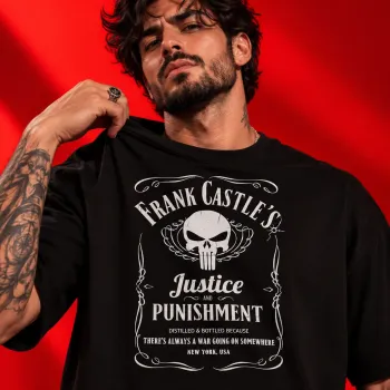 Frank Castle's Justice and Punishment Oversized Black T-Shirt | Skull Graphic Streetwear Tee