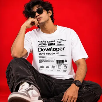 100% Sweat Developer Oversized White Graphic T-Shirt