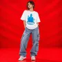 Blue Buddha Lotus White Oversized Graphic T-Shirt