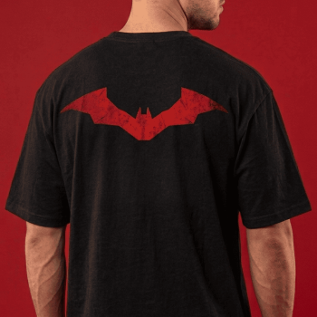 Men's Oversized Red Batman Graphic T-Shirt | Front & Back Print
