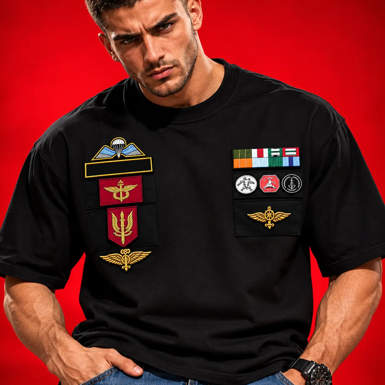 NSG Commando-Inspired Black Oversized Graphic T-Shirt | Premium Military Streetwear