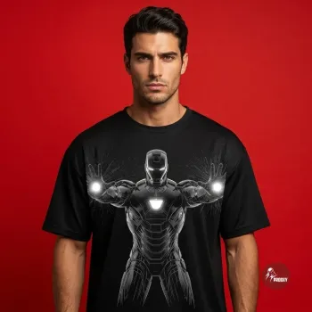 Mecha Vanguard Oversized Graphic T-Shirt Futuristic Armored Hero Streetwear Tee