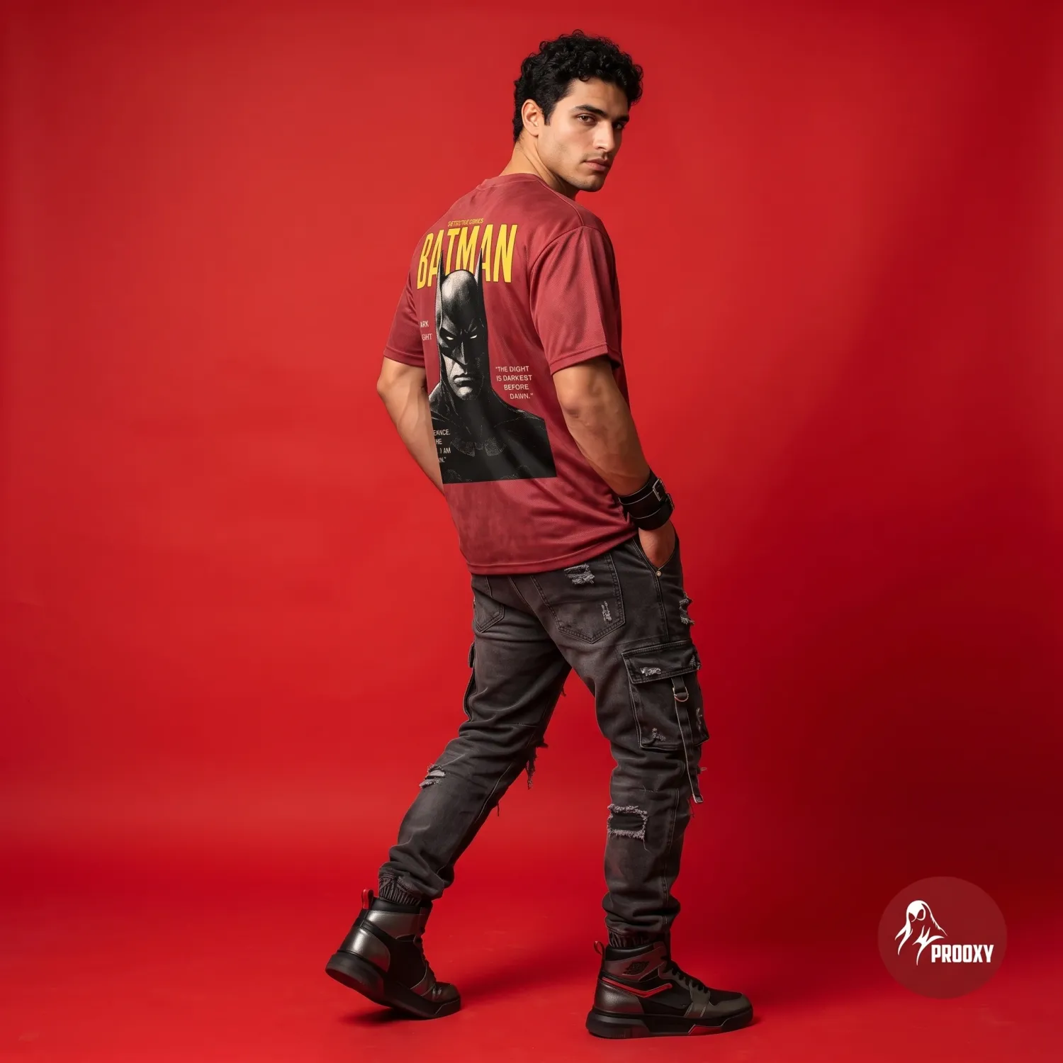 Batman Vengeance Mesh Tech Performance Tee - Maroon