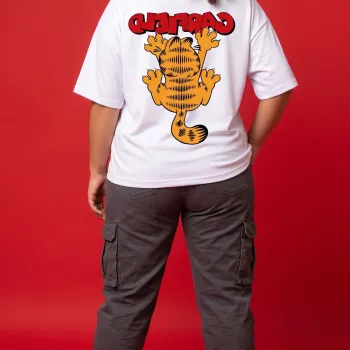 PROOXY Retro Vibe Garfield Climbing Oversized Tee - White