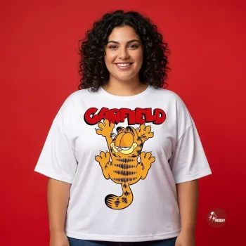 PROOXY Retro Vibe Garfield Climbing Oversized Tee - White