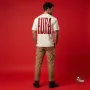 AURA Oversized back-print Tee - Off-White & deep red
