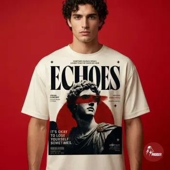 Echoes Roman Sculpture Aesthetic Oversized T-Shirt – Off-White Editorial Streetwear Tee