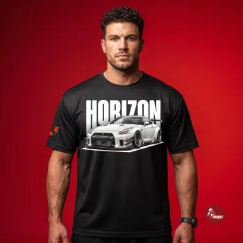 Men's Black HORIZON GT-R Graphic Oversized Tech T-Shirt