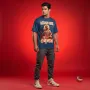 Hanuman Ji - The Gada Warrior Graphic T-Shirt Deep Blue Oversized