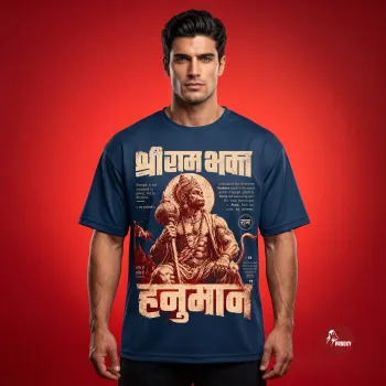 Hanuman Ji - The Gada Warrior Graphic T-Shirt Deep Blue Oversized