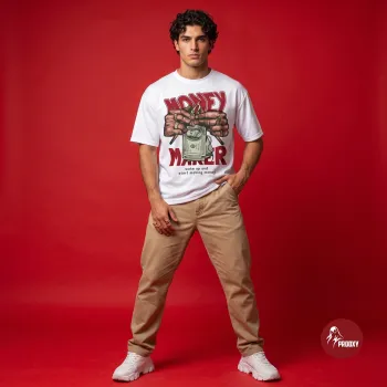 Money Maker Statement Tee - White Athletic Mesh Streetwear
