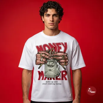 Money Maker Statement Tee - White Athletic Mesh Streetwear