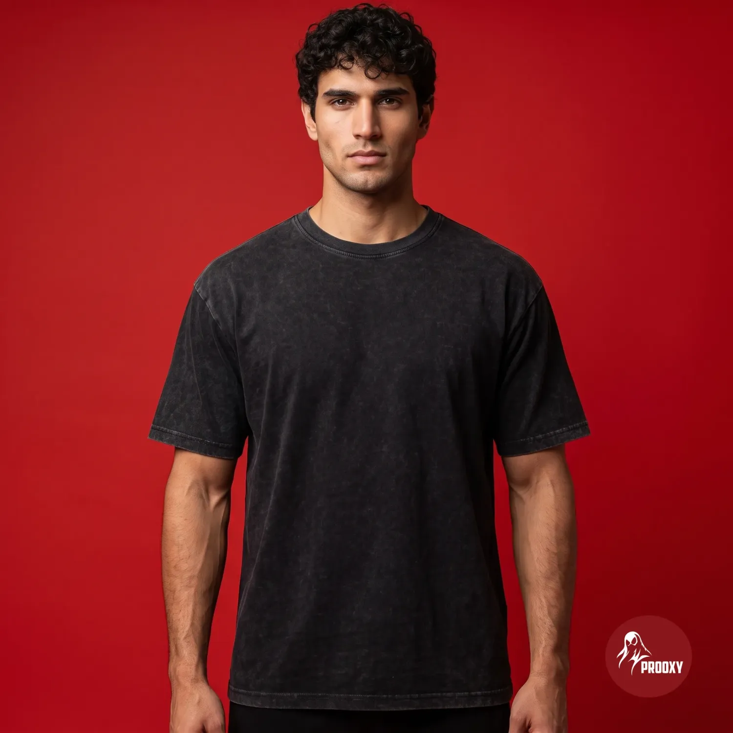 Samurai Cybernetic-Oni Acid Wash Oversized T-Shirt (Black Wash)