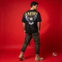 AMIRI Imperial Eagle Gold Logo Oversized T-Shirt in Black