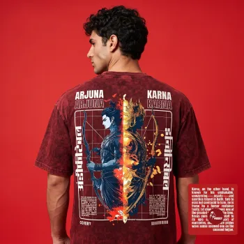 Arjuna vs Karna The Ultimate Clash Oversized Wash T-Shirt