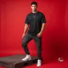 Guardian Tech-Mesh Oversized T-Shirt in Stone-Washed Black