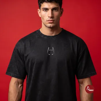 Guardian Tech-Mesh Oversized T-Shirt in Stone-Washed Black