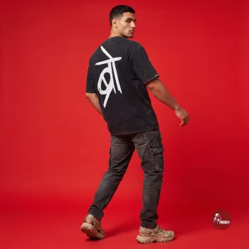 Bro Oversized Acid-Wash T-Shirt in Stone Black