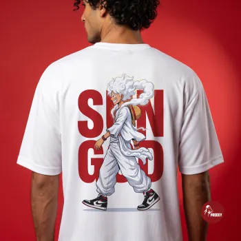 Sin God Gear 5 Oversized White Graphic T-Shirt Anime Streetwear Tee