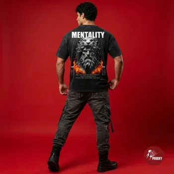 "Mentality" Hercules & Nemean Lion Acid-Wash Oversized T-Shirt Gym & Streetwear Graphic Tee