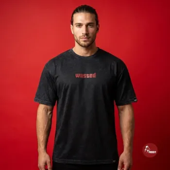 The PROOXY Wasted Acid-Wash Oversized T-Shirt in Charcoal Black