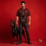 Crimson Doberman Graphic Oversized Men's T-Shirt Bold Streetwear Tee