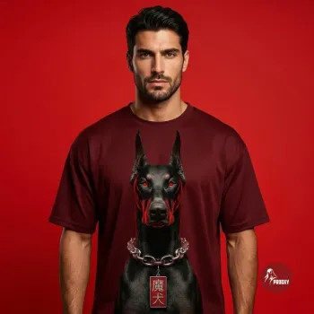 Crimson Doberman Graphic Oversized Men's T-Shirt Bold Streetwear Tee