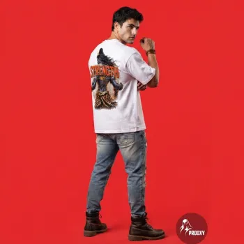 Shiva STRENGTH Graphic Oversized White Men's T-Shirt